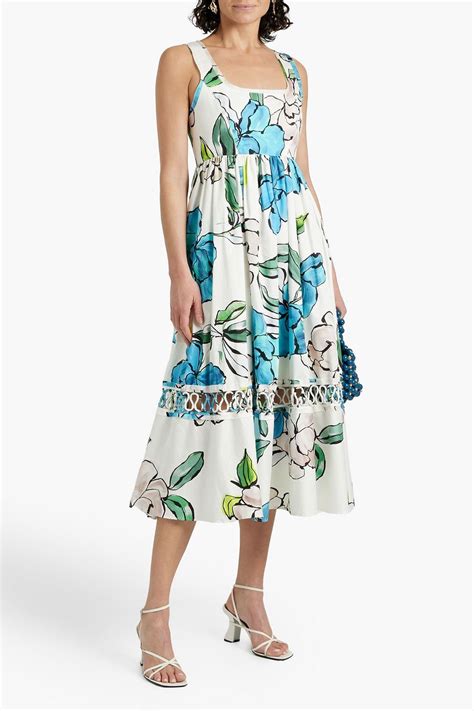 Aje Erika Floral Print Cotton Poplin Midi Dress The Outnet