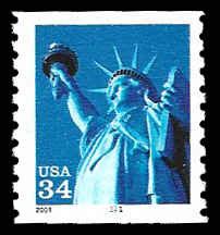 PCBstamps US 3476 34c Statue Of Liberty Coil MNH 10 United