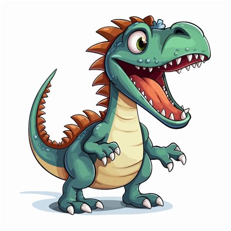 Cute Spinosaurus Dinosaur Cartoon Character Illustration Premium Ai