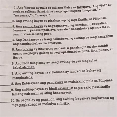 Isulat Kapag Tama O Mali Kapag Mali Isulat Ang Tamang Sagot Brainly Ph