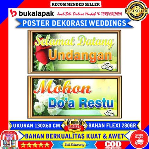 Jual Poster Banner Pernikahan Selamat Datang Undangan Mohon Doa Restu