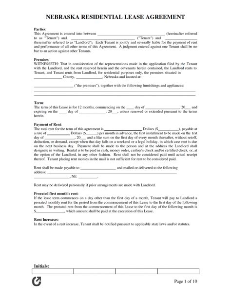 Free Lease Agreement Templates Pdf Word Rtf