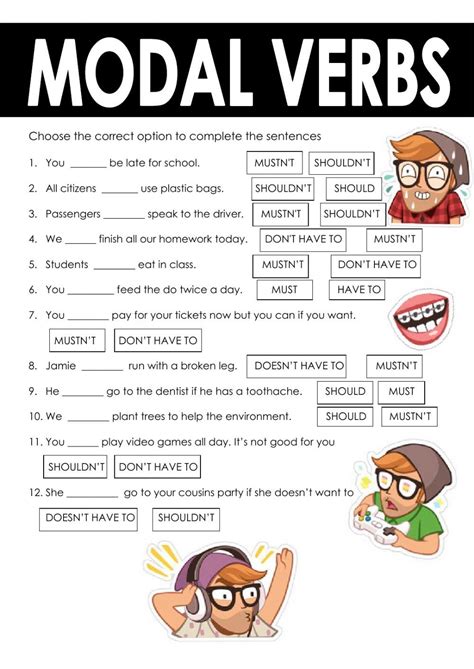 Modal Verbs Exercise For Second Intermediate Verb Verbs Activities