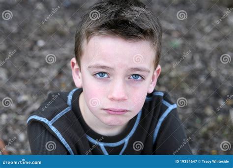 Close Up Of Cute Boy With Sad Face Stock Image Image Boy Close