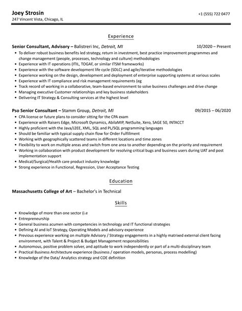 Senior Consultant Resume Samples Velvet Jobs