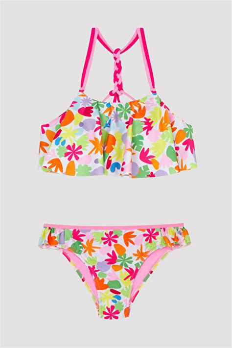 T Crochet Detailed Bandeau Bikini Takımı PL200QZS23IY MIX Çok Renkli Penti