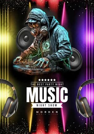 Speaker Neon Mixer Light Effect Border Music Party Poster Psd Free