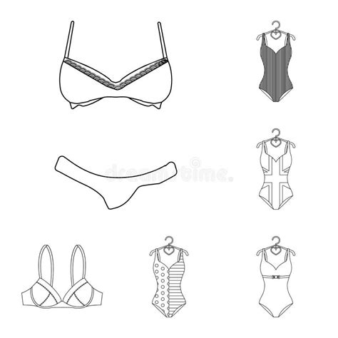 Ejemplo Del Vector Del Bikini Y Del Icono De La Moda Fije Del Ejemplo Del Vector De La Acción