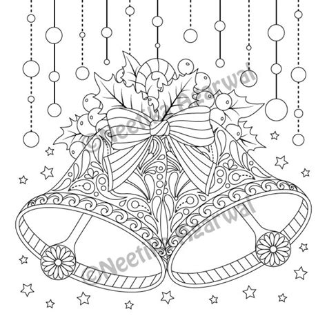 Christmas Bells Adult Coloring Page Christmas Coloring Page Printable