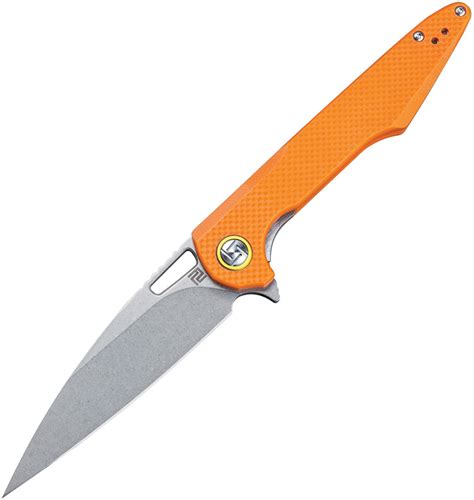 Atz1821psoef Artisan Small Archaeo Linerlock Pocket Knife Orange