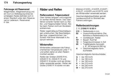 Räder Und Reifen Opel Astra J Bedienungsanleitung Seite 174