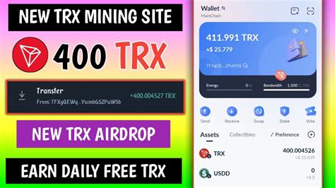 New Airdrop TRX Mining Website Earn Free TRX New TRX Mining Site