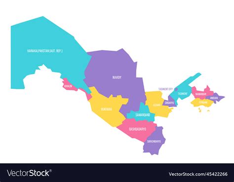 Uzbekistan Political Map Of Administrative Vector Image