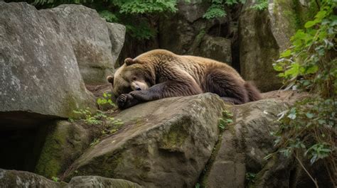 Grizzly Bear Sleeping On Some Rocks Backgrounds | JPG Free Download ...