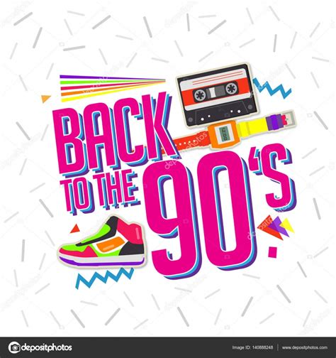 Best of 90er Jahre Illistration mit Kassette und Schuhen Hintergrund ...