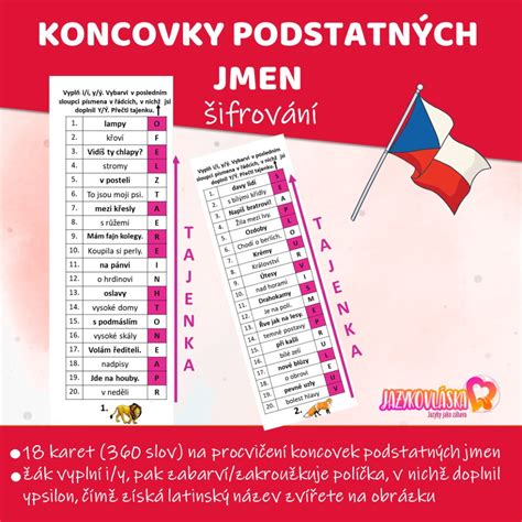 Materiál Koncovky podstatných jmen šifrování