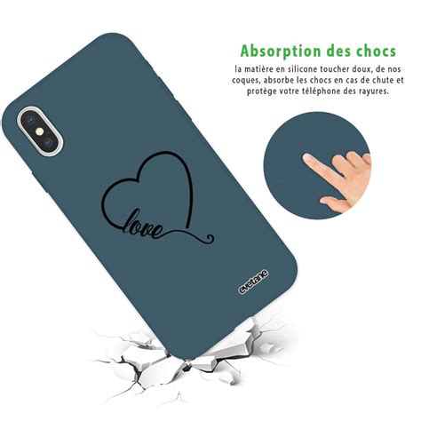 Sur Coque Pour Iphone X Xs Silicone Liquide Douce Bleu Nuit Coeur