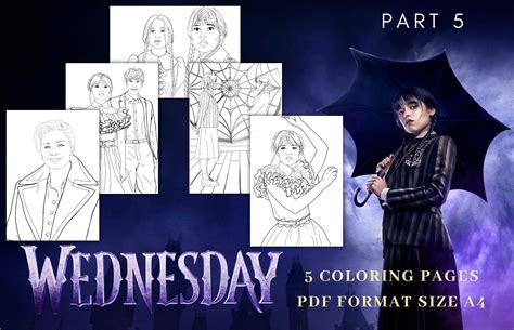 Wednesday Addams Coloring Pages Instant Digital Print Pdf Part5 Etsy