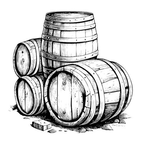 Premium Vector Wooden Barrels Hand Drawn Sketch Winemaking Vector