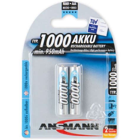 Ansmann Pile Rechargeable Nimh Premium Micro Aaa 1000 Mah