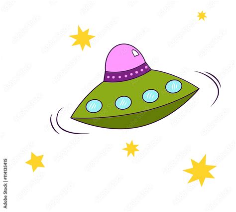 Flying Spaceship Cartoon - Cartoon of an alien spaceship flying through ...