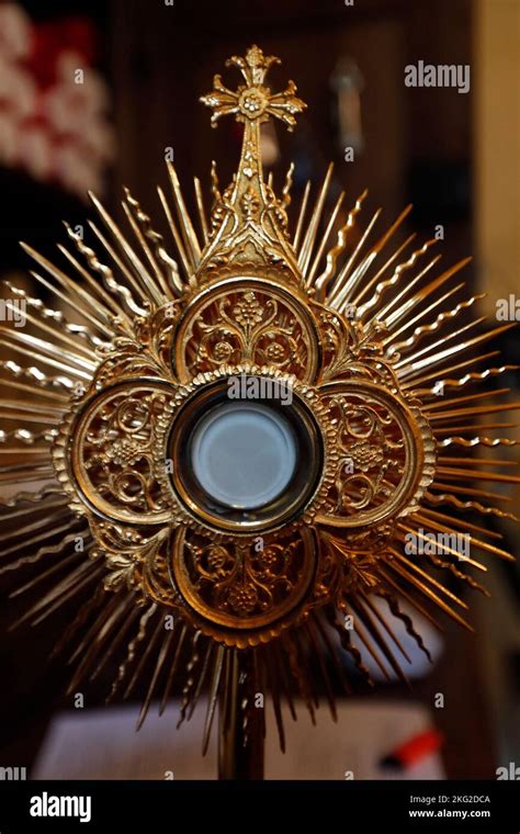 The Blessed Sacrament In A Monstrance Eucharist Adoration France