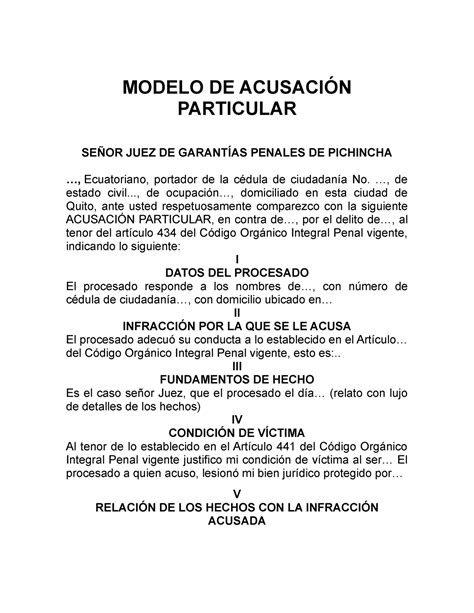 Modelo De Acusación Particular Modelo De AcusaciÓn Particular SeÑor