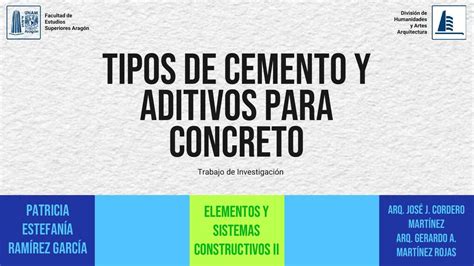 Tipos De Cementos Y Aditivos De Concreto Patricia Estefania Ramirez