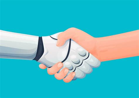 Human and robot partnership handshake 23510658 Vector Art at Vecteezy