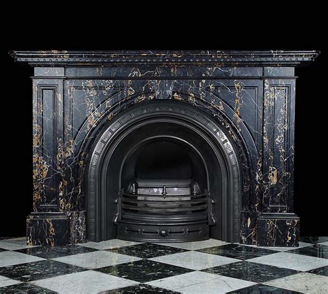 Antique Black with Gold Marble Fireplace Mantel - Antique Black with Gold Marble Fireplace ...