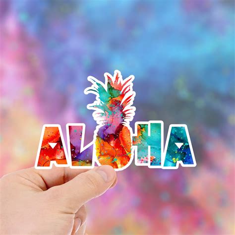 Aloha Sticker Hawaii Sticker Mahalo Notebook Stickers Etsy