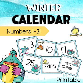 Printable Calendar Numbers 1 31 By The Rabbit Studio TPT