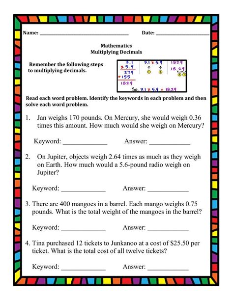 Multiplying Decimals Word Problems Worksheet Live Worksheets Worksheets Library