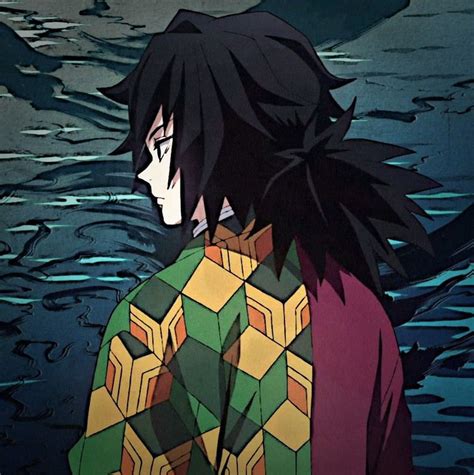 An Anime Character Standing In The Water With His Back To The Camera