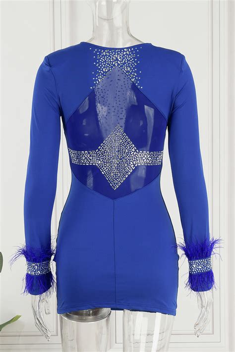 Fashion Black Sexy Hot Drilling Patchwork Hot Drill O Neck Sheath Dresses For Sale