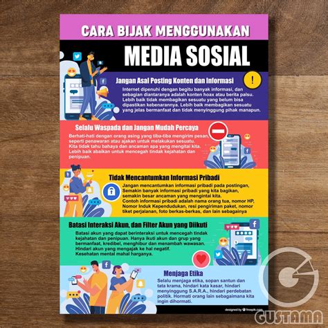 Jual Poster Bijak Menggunakan Media Sosial Laminasi Glossy A