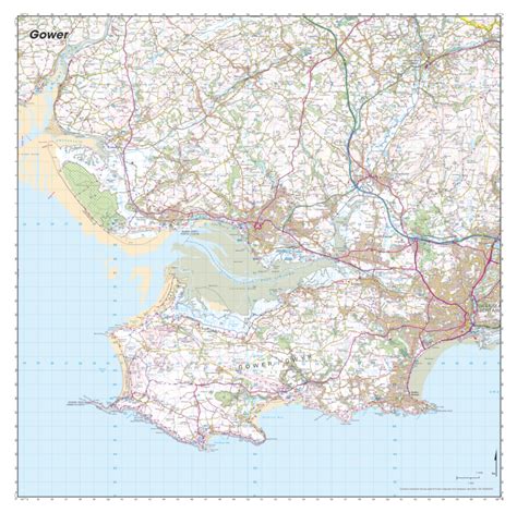 Gower Peninsula Map - SplashMaps Fabric OS Maps