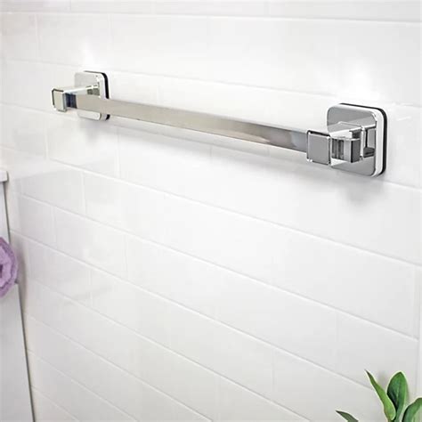 showerdrape pushloc chrome steel suction wall mounted mm towel rail