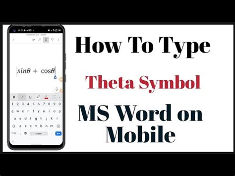 How To Type Theta Symbol In MS Word On Mobile Phone Insert Theta