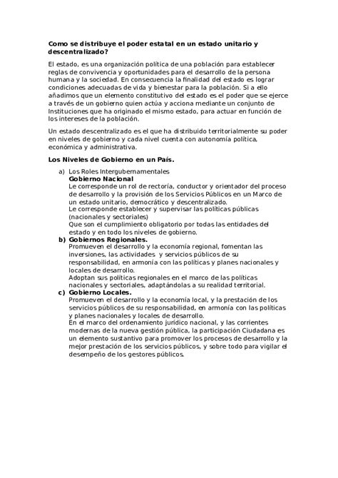 Doc Trabajo Organizacion Estructura Y Funcionamiento Del Estado