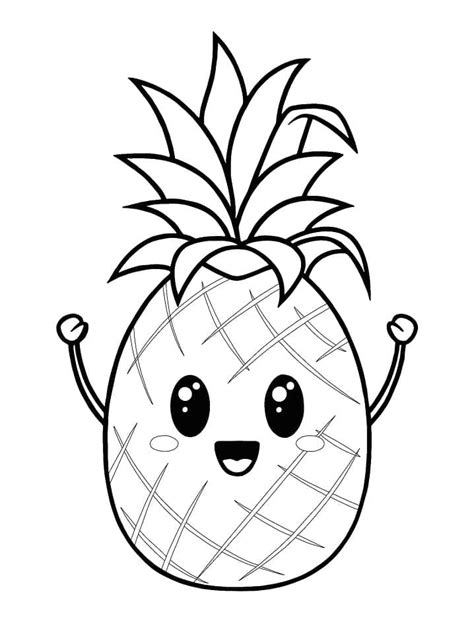 Omalovánka Kreslený ananas k tisku k vytisknutí zdarma