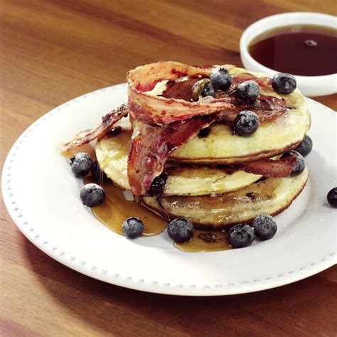 Blueberry Pancakes With Bacon And Maple Syrup Pancakes And Bacon Recipes Food