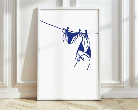 Blue Bikini Printable Poster Coastal Cowgirl Aesthetic Print Coconut Girl Bikini Hanging Dorm