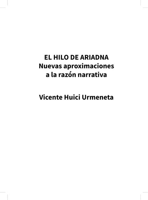 Pdf El Hilo De Ariadna Nuevas Aproximaciones A La Raz N Narrativa