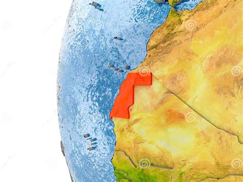 Map Of Western Sahara On Model Of Globe Stock Illustration