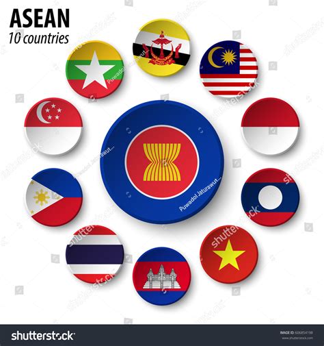 Asean Association Southeast Asian Nations Membership Stock Vector