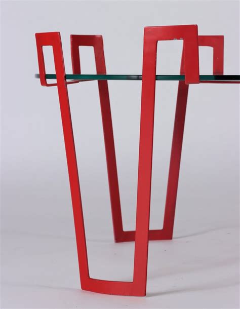 Pair Of Red Iron And Glass End Tables Circa 1990 For Sale At 1stdibs