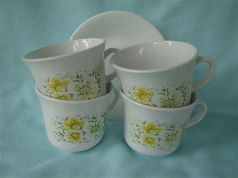 Corelle April Pattern Cups And Saucers Corning Ware Etsy Corelle