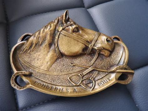 Ancien Cendrier Vide Poche En Bronze Sign Fonderies A Roux Cheval Eur