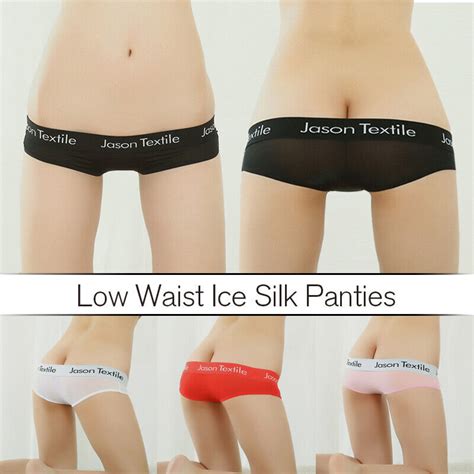 Sexy Ice Silk Thong Ultra Low Rise Panties Women Seamless Thongs